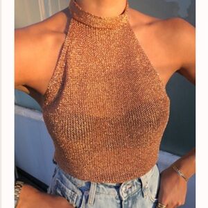 Free People Shine Be Fine Bodysuit color Metallic burnt rose gold size XS